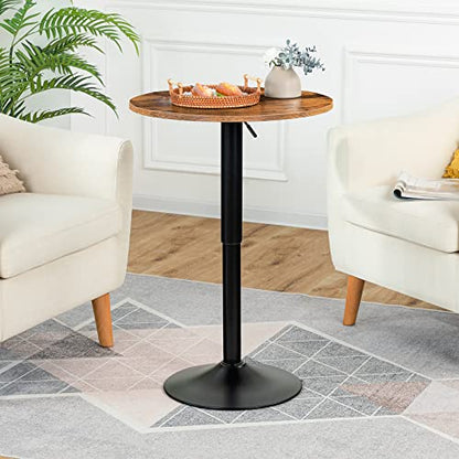 HOOBRO Bar Table, Height-Adjustable Round Pub Table 27-35.4 Inches with Sturdy Base, Modern Style, Easy to Assemble, Suitable for Small Space, Rustic and Black BF58BT01G1 - color: Rustic Brown