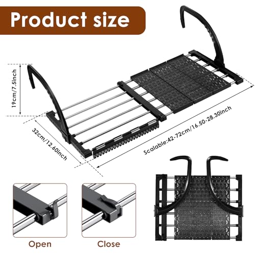 Portable Clothes Drying Rack for Balcony,Foldable Railings Windowsill, Retractable Radiator Clothes Airer,28"x13" Folding Towel Rack Indoor Outdoor Travel Laundry Rack with Clips (B-28"x13") - size: B-29"x13"