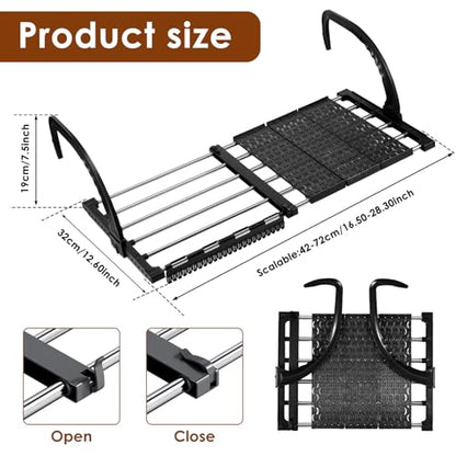 Portable Clothes Drying Rack for Balcony,Foldable Railings Windowsill, Retractable Radiator Clothes Airer,28"x13" Folding Towel Rack Indoor Outdoor Travel Laundry Rack with Clips (B-28"x13") - size: B-29"x13"