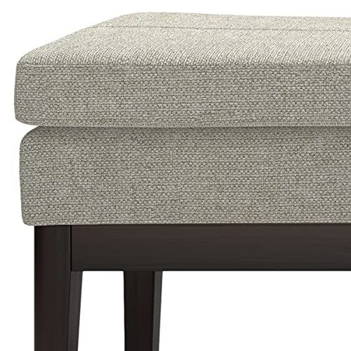 SIMPLIHOME Carlson Ottoman Bench - 45 inch Wide Upholstered Vegan Leather Rectangle Ottoman in Greige, Mid Century Modern Bench for Bedroom, Entryway or Living Room with Padded Seat - color: Greige, style: Ottoman Bench