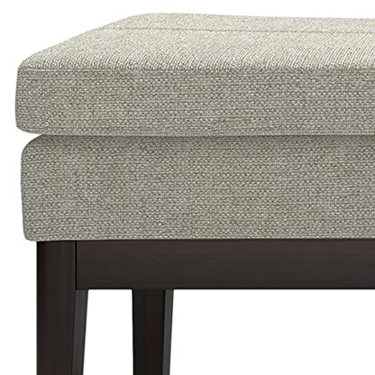 SIMPLIHOME Carlson Ottoman Bench - 45 inch Wide Upholstered Vegan Leather Rectangle Ottoman in Greige, Mid Century Modern Bench for Bedroom, Entryway or Living Room with Padded Seat - color: Greige, style: Ottoman Bench