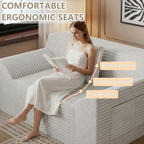 42" Boneless Oversized Chair with Side Pocket, Sofa Small Single Couch in a Box, Deep Seating Boneless Chair for Bedroom Living Room Office Apartment, No Assembly, White - color: White, size: 42'' Style 4