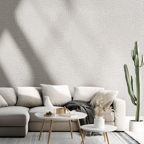 WADILE Grasscloth Peel and Stick Wallpaper 15.7in x 78.7in, Textured Contact Paper for Cabinets, Faux Linen Wall Paper Pull and Stick, Fabric Vinyl Wallpaper Self Adhesive Light Gray | Textured contact paper, Faux linen, Vinyl material, Cabinets, Self adh