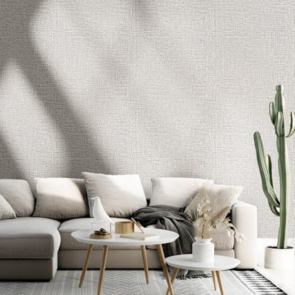 WADILE Grasscloth Peel and Stick Wallpaper 15.7in x 78.7in, Textured Contact Paper for Cabinets, Faux Linen Wall Paper Pull and Stick, Fabric Vinyl Wallpaper Self Adhesive Light Gray | Textured contact paper, Faux linen, Vinyl material, Cabinets, Self adh