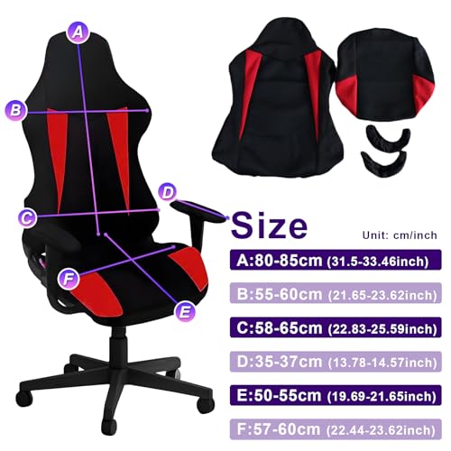 Gaming Chair Covers Only,Stretchable Fit Thick Breathable Mesh | Cat Scratch Proof,Scratch Resistant,Soft,Gaming Chair Seat Cover with 2Pcs Armrest Slipcovers(Black-red,Style 2) - color: Black-red, size: Style 2