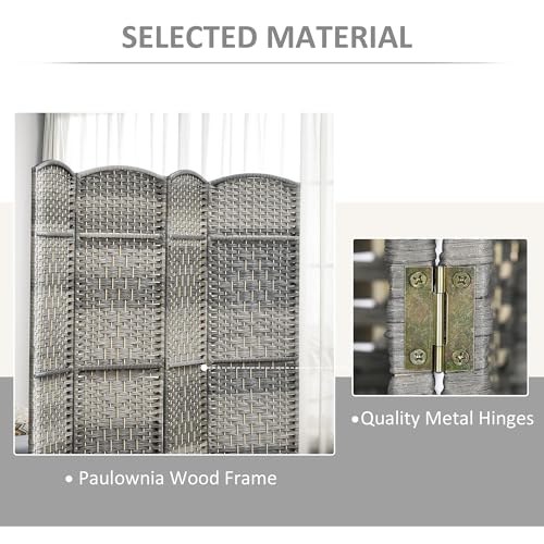 Folding Room Divider, 6Ft Tall Privacy Screen, Hand-Woven Wicker Style Freestanding Wall Partition for Home Office Bedroom, No Assembly Required - color: Mixed Gray, size: 4 Panel