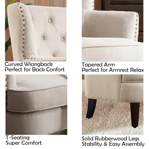 Rosevara Atlas Mid-Century Modern Accent Chair - Upholstered Lounge Arm Chair with Soft Cushion for Small Spaces - color: Pearl Velvet