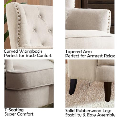 Rosevara Atlas Mid-Century Modern Accent Chair - Upholstered Lounge Arm Chair with Soft Cushion for Small Spaces - color: Pearl Velvet