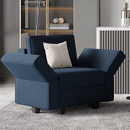 Belffin Modular Sectional Arm Accent Chair with Storage Seat Velvet Armchair Single Sofa Club Chair Blue - color: Blue, size: Armchair