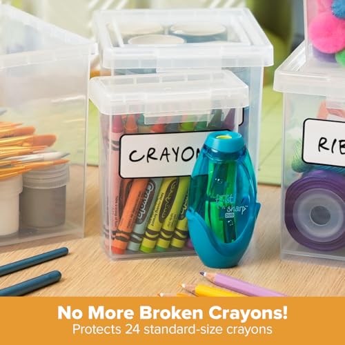 Bostitch Konnect Storage Containers with Lids, Office Organizer, Clear Plastic Box, Stackable for Crayons, Q-tips, Office Supplies, Labels, 0.5 Qt, 2 Pack - size: 0.5 Qt (2 Pack)