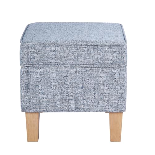 HomePop 22" Medium Rectangular Storage Ottoman - Blue Gray Woven Fabric - color: Blue Gray Woven Fabric