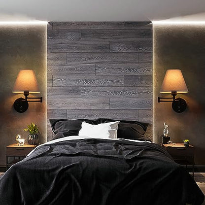 Swing Arm Wall Lamp.Wall Mount lamp with Dimmable Switch.Plug in Wall Sconces with USB Charging Port. Black Sconces Wall Lighting Suitable for Bedroom,Living Room. - color: Black