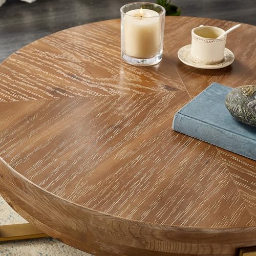Round Wood Coffee Table, Espresso, 32.28" D x 32.28" W x 17.72" H