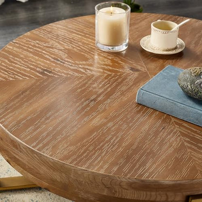 Round Wood Coffee Table, Espresso, 32.28" D x 32.28" W x 17.72" H
