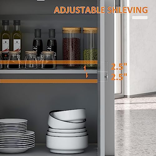 HOMCOM Rolling Kitchen Island Cart, Drawer & Adjustable Shelf, Grey | Portable Serving Trolley Table, 2 Towel Racks - color: Grey