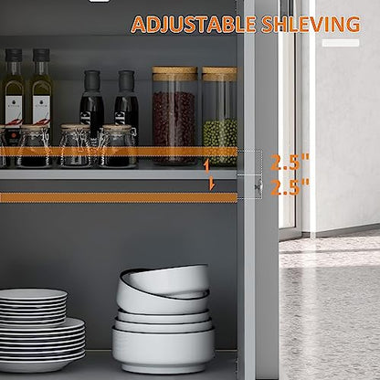 HOMCOM Rolling Kitchen Island Cart, Drawer & Adjustable Shelf, Grey | Portable Serving Trolley Table, 2 Towel Racks - color: Grey