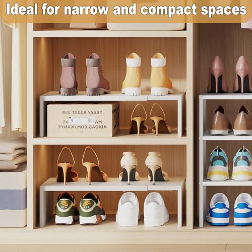 X-cosrack 3-Tier Shoe Rack for Closet, Shoe Organizer for Front Door Entrance Expandable Shoe Shelf, Stackable Iron Shoe Storage Shelves for Closets, Entryway, Hallway, Garage,White - size: 1 Pack 3 Tier Standard