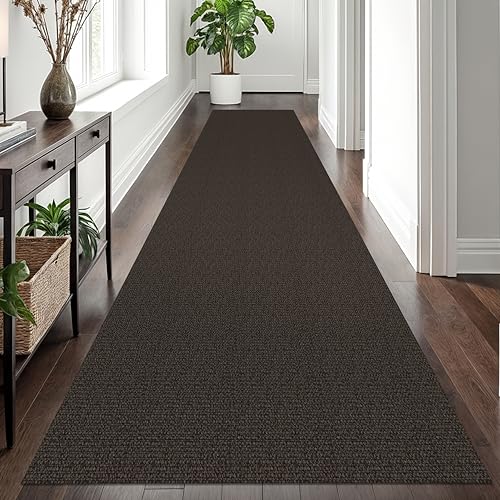 Washable Runner Rug, Non Slip Hall Runner, 3x12 Ft, Taupe/Coffee | Washable Braided Runner Carpet, Non Slip Rubber Dot Backed, For Hallway, Kitchen, Entryway, Bedroom, Laundry Room, Foyer - color: Taupe/Coffee, size: 3' x 12' (Rectangular)