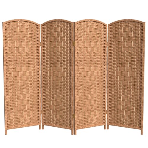 Red Lantern 4 ft. Short Diamond Weave Fiber Folding Screen - Natural - 4 Panel - color: Natural, size: 4 Panel