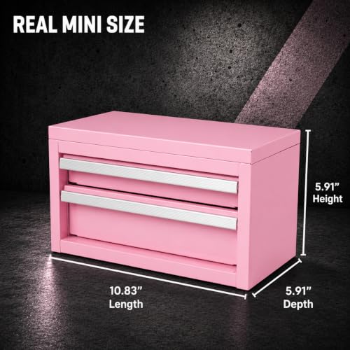 Mini 2-Drawer Steel Tool Box Pink - color: Pink, size: 2 Drawer