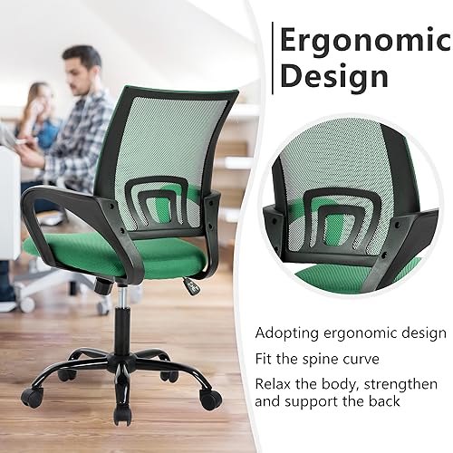 PayLessHere Office Computer Chair Ergonomic Cheap Desk Chair Adjustable Comfortable Mid Back Task Rolling Swivel with Lumbar Support for Home Office (Pack of 2, Green) - color: Green, style: pack of 2