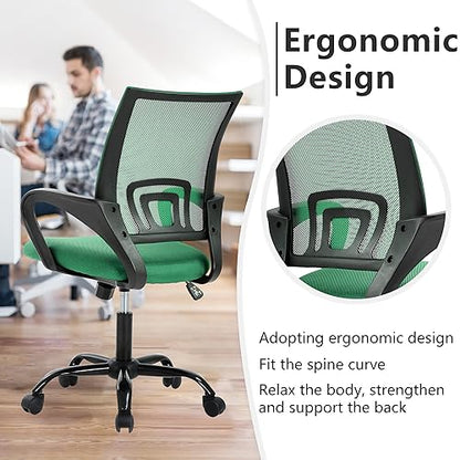 PayLessHere Office Computer Chair Ergonomic Cheap Desk Chair Adjustable Comfortable Mid Back Task Rolling Swivel with Lumbar Support for Home Office (Pack of 2, Green) - color: Green, style: pack of 2