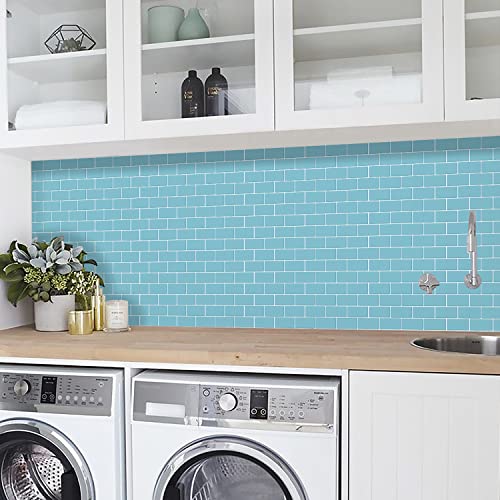 STICKGOO Subway Tile Peel and Stick Backsplash, Thicker Design 12" x 12" Stick on Backsplash Tiles for Kitchen, Bathroom, Wall Tile (10 Sheets, Blue) - color: Blue