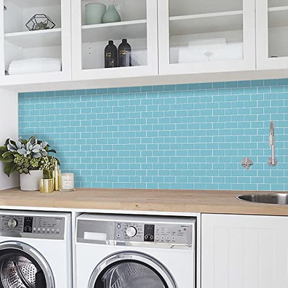 STICKGOO Subway Tile Peel and Stick Backsplash, Thicker Design 12" x 12" Stick on Backsplash Tiles for Kitchen, Bathroom, Wall Tile (10 Sheets, Blue) - color: Blue