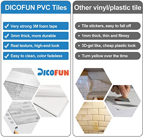DICOFUN 10-Sheet Peel and Stick Backsplash Tile, White Birch PVC Mixed Metal Stick on Backsplash Tiles for Kitchen, 9.4 sq.ft - color: White Birch and Metal Silver, size: 10 Sheets, 12’’x12’’x0.12’’