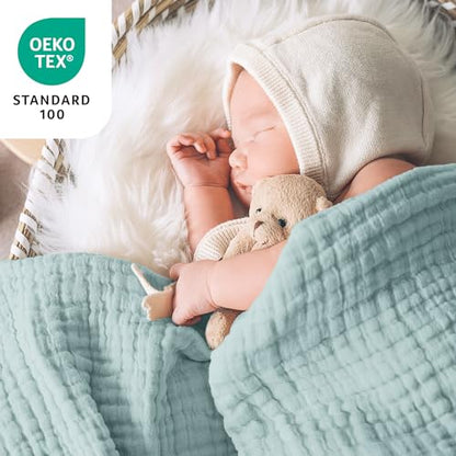 Love's cabin 100% Cotton Muslin Blanket, 6 Layer Lightweight Breathable Gauze Throw Blanket 50 x 60 Inches, Soft All Season Blanket for Couch, Bed, Sofa, Cyan - color: Cyan, size: Throw(50"x60")