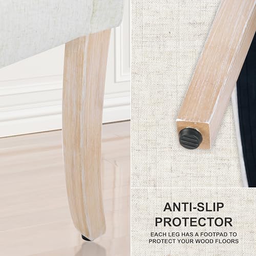 Homepop Scalloped Detail Dining Chair|Upholstered Parsons Dining Chairs |Decorative Home Furniture, Cream Textured Woven (Set of 2) - color: Cream Textured Woven(set of 2), style: Pack of 2