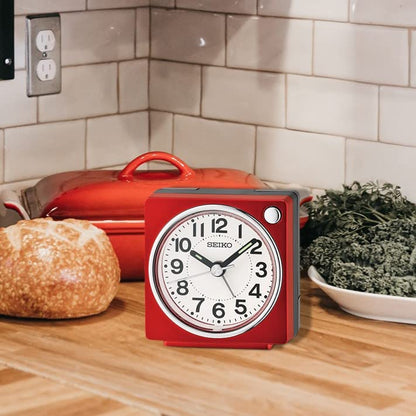 SEIKO Fuji Dark Bedroom Alarm Clock, Metallic Red - color: Metallic Red