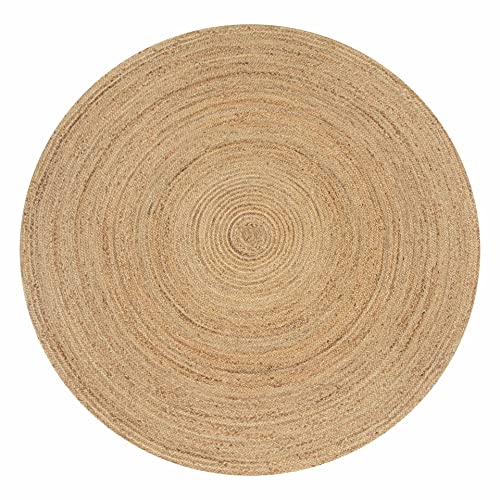 Hausattire Jute Braided Round Rug, Natural, 3 ft | 100% natural jute, hand woven, reversible, boho farmhouse style, entryway/nursery/kitchen use - color: Natural, size: 3' (Round)