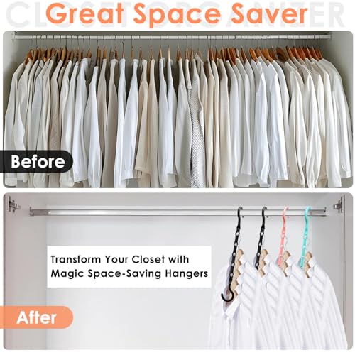 Closet Organizers and Storage, Magic Space Saving Hanger for 40 Heavy Clothes, Smart 360° Swivel Hook Cascading Hangers, Closet Organization Clothes Hangers, College Dorm Room Essentials for Girls | Upgraded Space Saving Hangers,Magic Closet Organization