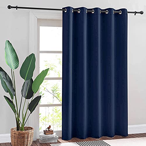 RYB HOME Blackout Curtain for Sliding Glass Doors-Thermal Insulated | Privacy Drape, UV Protection, Energy Saving, Room Divider Curtain, for Bedroom Dining Room, W70 x L84, 1 Panel, Navy Blue - color: Navy Blue, size: 70"W x 84"L (Pack of 1)