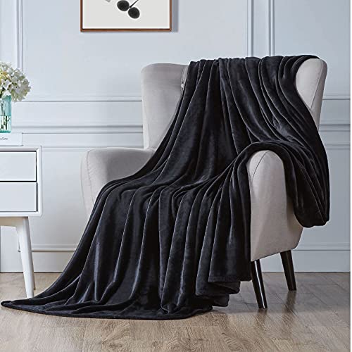 Walensee Fleece Blanket Plush Throw Fuzzy Lightweight (Queen Size 90x90 Black) Super Soft Microfiber Flannel Blankets for Couch, Bed, Sofa Ultra Luxurious Warm and Cozy for All Seasons - color: Black, size: 90"x90"