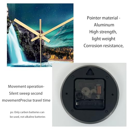 XNM Glass Teal Wall Clocks Battery Operated 12 Inch | Analog Natural Landscape Wall Clock for Bedroom Living Room Kitchen Round Small Silent Clock - color: Teal 10, size: 12 Inch