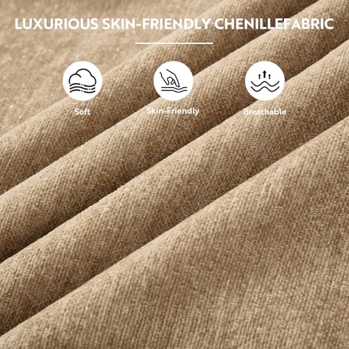 Modular Loveseat Sofa Couch, 2 Seat Comfy Chenille Sofa with Removable Ruffled Skirt, Flared Armrests, Sturdy Legs, Convertible Loveseat for Living Room, Bedroom, Apartment (Coffee) - color: Coffee, size: 76.4 Inch