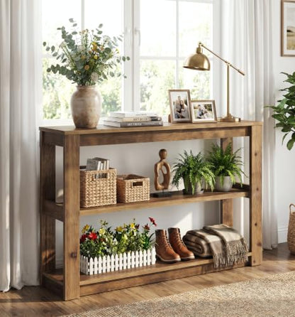 41.34" Solid Wood Console Table, Narrow Entryway Table with 3-Tier Shelves | Farmhouse Sofa Table with Storage; Versatile Accent Table for Living Room, Hallway, Foyer; Space-Saving 11.81" Depth