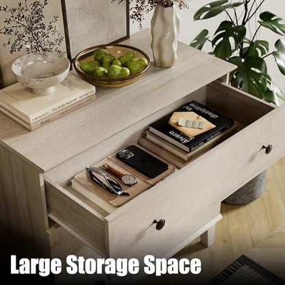 Bedroom Dresser with 3 Drawers, Chest of Drawers, Modern Closet Organizer Bachelors Chest w/Solid Wood Legs for Living Room, Baby Room, Nursery,Beige Oak - color: Beige