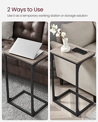 VASAGLE C-Shaped End Table, Side Table for Sofa with Metal Frame | Couch Table, Small TV Tray Table for Living Room, Bedroom, Greige and Black, Barnet Collection ULET353B02 - color: Greige + Black