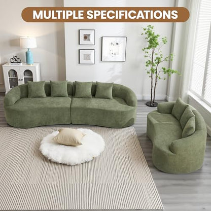 110" Boneless 4 Seater Sofa Couch, Modern Oversized Curved Cloud Sofa, Chenille 4-Seater Deep Seat Sectional Couches for Living Room, No Assembly, Green - color: Green, size: 4-Seater Sofa