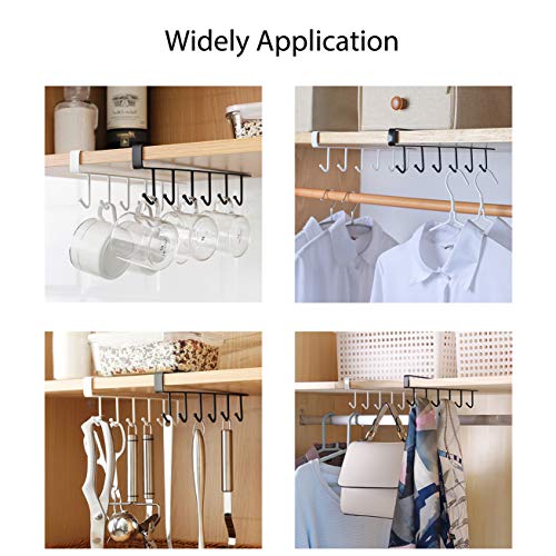 3 Pack White Under Cabinet Mug Holder, Cup Rack For 1 Inch Shelves | Save Cabinet Space By Hanging Mugs Under Shelves, Keeping Cups Organized And Easy To Access - color: a- 3pcs White