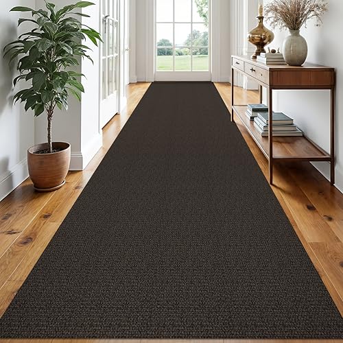 Washable Runner Rug, Non Slip Hall Runner, 3x18 Ft, Taupe/Coffee | Washable Braided Runner Carpet Non Slip Rubber Dot Backed, For Hallway, Kitchen, Entryway, Bedroom, Laundry Room, Foyer - color: Taupe/Coffee, size: 3' x 18' (Rectangular)