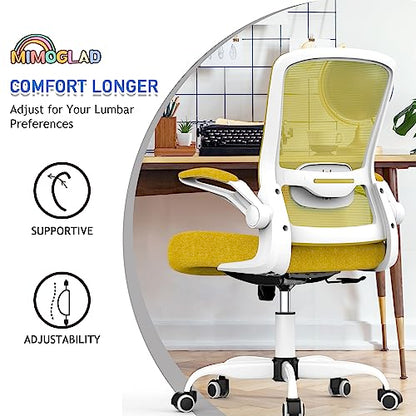 Mimoglad Ergonomic High Back Mesh Office Chair, Adjustable Lumbar Support, Thickened Seat Cushion (Modern, Jasmine) - color: Jasmine