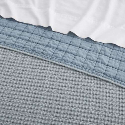 Levtex Home Mills Waffle Twin XL/Twin Quilt Set (68x86in) with 1 Pillow Sham (26x20in) - Chambray - Cotton Waffle Twin Size Quilt Bedding Set - Lightweight, Soft, Pre-Washed - color: Chambray, size: Twin Quilt