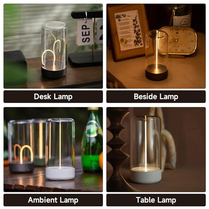 Mini Minimalist Table Lamp, Rechargeable Night Stand Lamp, Gray+White, 2 Packs - color: Gray+White
