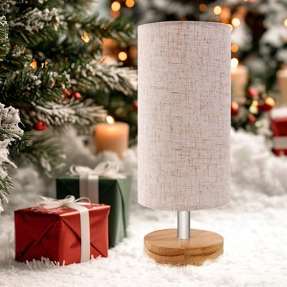 Bedside Table Lamps, Table Lamp for Bedroom, Lamps for Night Stands with Linen Lampshades, Small Table Lamp for Living Room, Office (Bulb Excluded) (Wood) - color: Wood