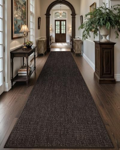 Color&Geometry Runner Rug 26"x95" Non Slip Rubber Backing Hallway Rug,Brown | Carpet Runners for Kitchen Hallway Living Room Bedroom，Ultra Thin Entryway Rugs，Rolled-up NO Creases - color: Heather Brown, size: 26"x95"