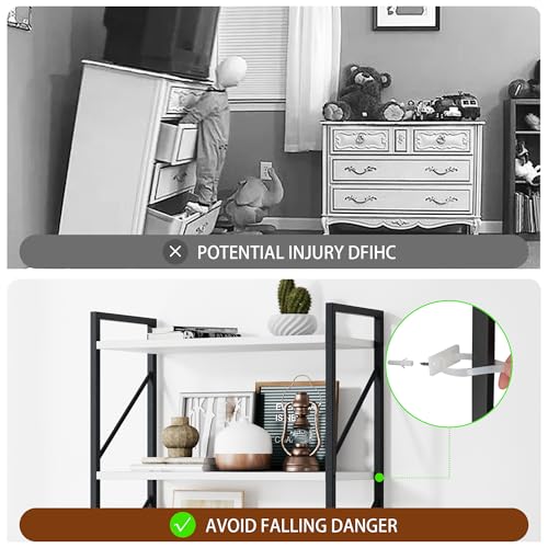 Shintenchi 5 Tiers Bookshelf, Classically Tall Bookcase Shelf,Industrial Book Rack,Modern Book Holder in Bedroom/Living Room/Office, Storage Rack Shelves for Books/Movies,11.8" Dx23.6 Wx62.2 H,White - color: White
